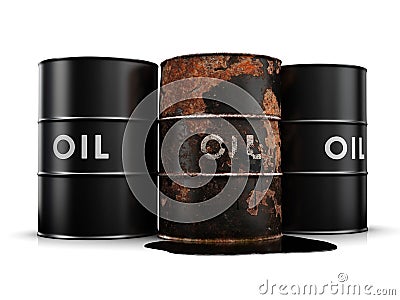 Leaking oil drum Stock Photo