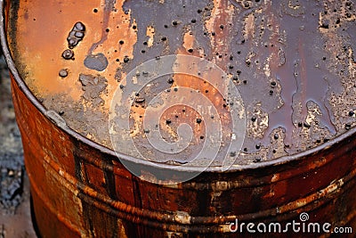 Leaking Oil Drum Or Barrel Stock Photo