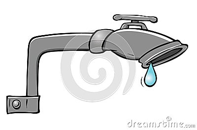 Leaky faucet Cartoon Illustration