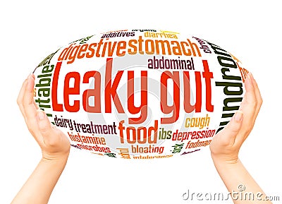 Leaky gut syndrome word hand sphere cloud concept Stock Photo