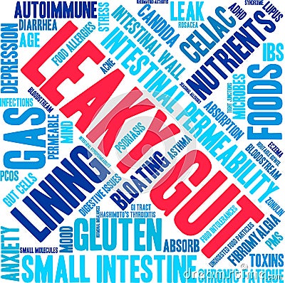 Leaky Gut Word Cloud Vector Illustration