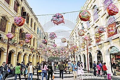 Leal senado square central old colonial area of macau china Editorial Stock Photo