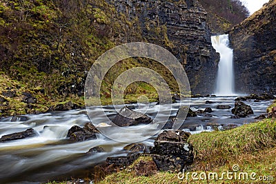 Lealt Falls long exposure in scotland Stock Photo
