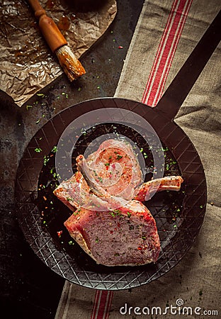 Lean kassler chops or pork cutlets Stock Photo