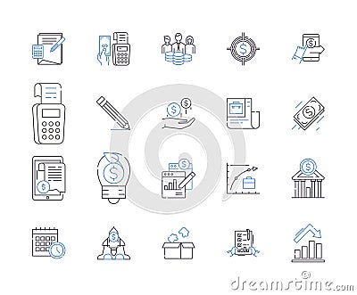 Lean Management outline icons collection. Lean, Management, Efficiency, Automation, Waste, Process, Cost vector and Vector Illustration