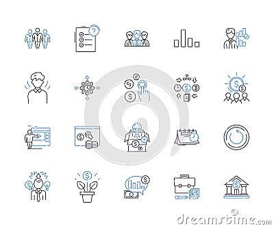 Lean Management outline icons collection. Lean, Management, Efficiency, Automation, Waste, Process, Cost vector and Vector Illustration
