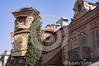 The Leaning Clock Tower landmark of Tbilisi Georgia capital city eastern Europe Stock Photo