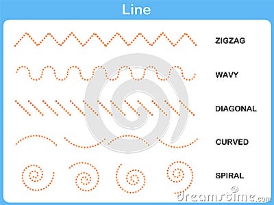 Leaning Line Worksheet for Children Vector Illustration