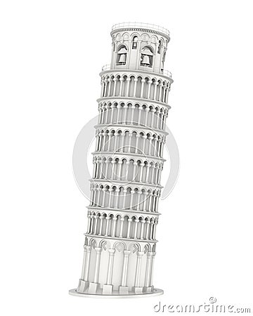 Leaning Pisa Tower Isolated Stock Photo