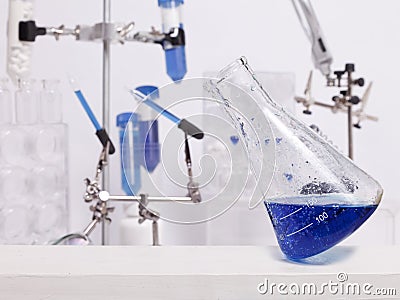 Leaning Science Beaker Stock Photo