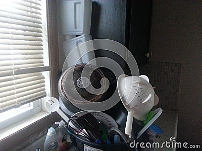 Leaning tower of dishes Editorial Stock Photo