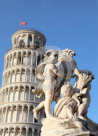 leaning tower and more statues Editorial Stock Photo