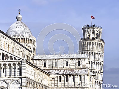 Leaning tower of pisa and cathedral Stock Photo