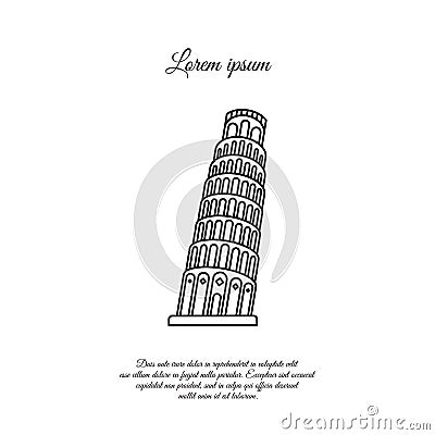 Leaning Tower of Pisa vector line icon, sign Stock Photo