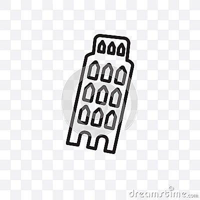 Leaning Tower of Pisa vector linear icon isolated on transparent background, Leaning Tower of Pisa transparency concept can be use Vector Illustration