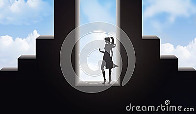 Leap of fate, unknown, new beginnings, adventure into the future concept Vector Illustration
