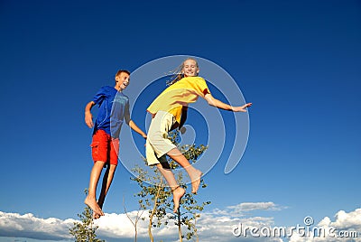 Leaping Children Stock Photo