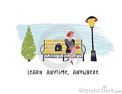 Learn anytime anywhere. Vector illustration. Vector Illustration