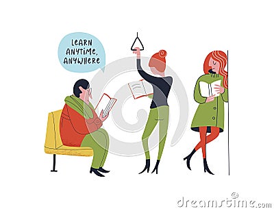 Learn anytime anywhere. Vector illustration. Vector Illustration