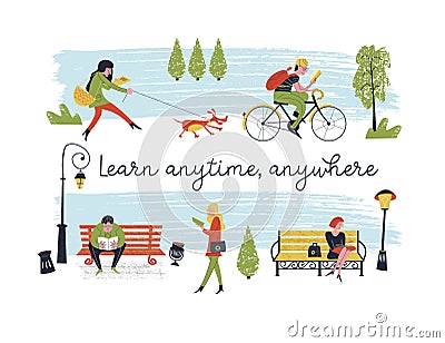 Learn anytime anywhere. Vector illustration. Vector Illustration