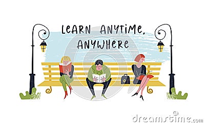 Learn anytime anywhere. Vector illustration. Vector Illustration