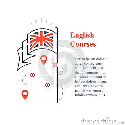 Learn English language, linguistic courses, training class, speaking improvement Vector Illustration