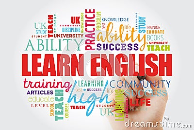 Learn English word cloud collage Stock Photo