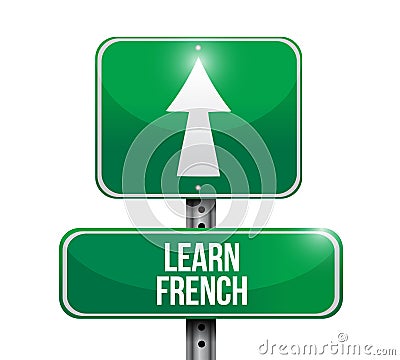 Learn french signpost illustration design Cartoon Illustration