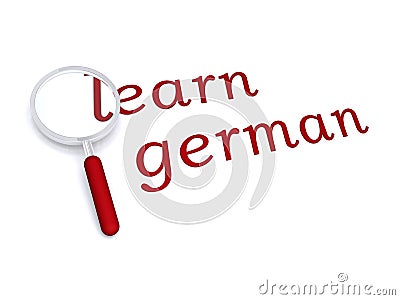 Learn german with magnifying glass Stock Photo