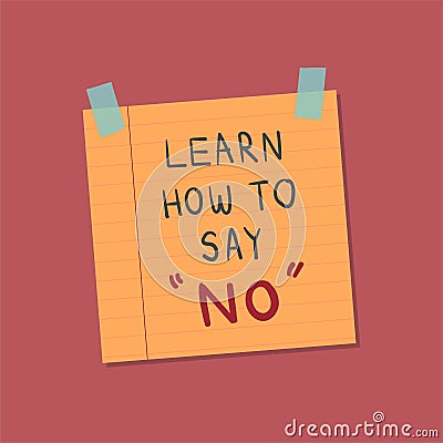 Learn how to say no note illustration Vector Illustration