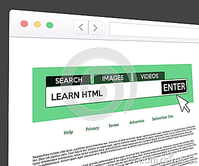 Learn HTML Web Search Stock Photo