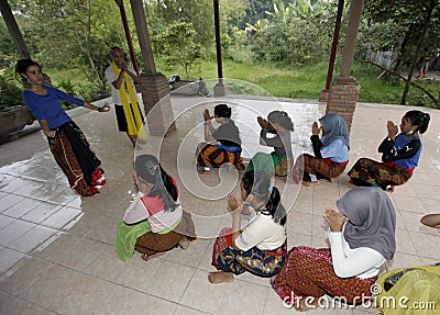 Learn Javanese dance Editorial Stock Photo