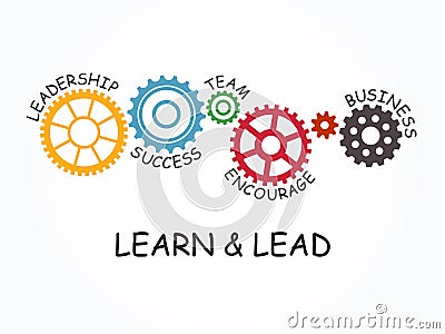 Learn and Lead with gear concept. Vector illustration. Vector Illustration