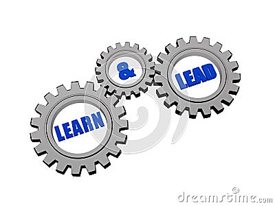 Learn and lead in silver grey gears Stock Photo
