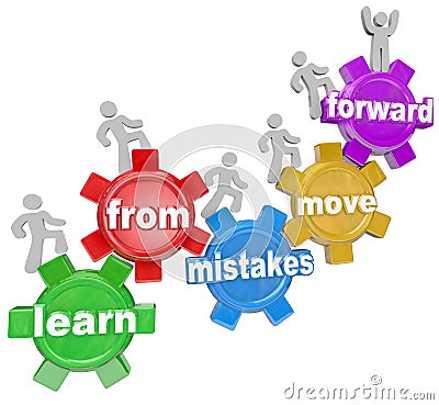 Learn From Mistakes Move Forward People Climbing Gears Stock Photo