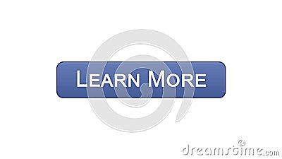 Learn more web interface button violet color, education online program, webinar Stock Photo