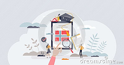 Learn Norwegian language with online grammar courses tiny person concept Vector Illustration