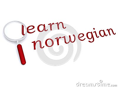 Learn norwegian with magnifying glass Stock Photo