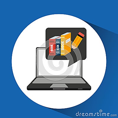 Learn online school books writing Vector Illustration