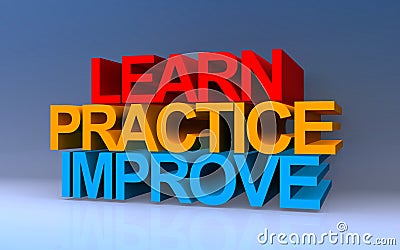 learn practice improve on blue Stock Photo