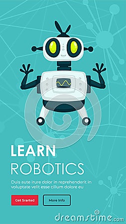 Learn robotics, website with info and classes Vector Illustration