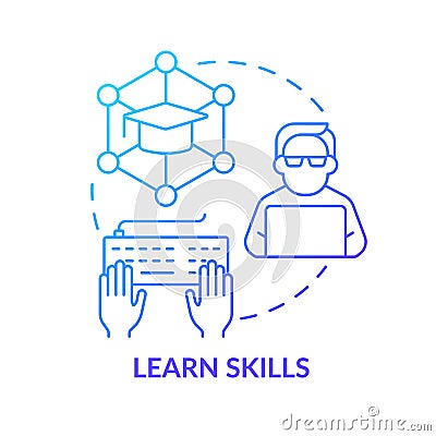 Learn skills blue gradient concept icon Vector Illustration