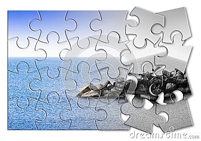 Learn to manage anxiety and stress to rebuild the inner serenity - concept image in jigsaw puzzle shape Stock Photo