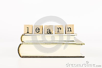 Learn wording stack on books Stock Photo