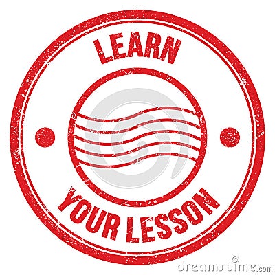 LEARN YOUR LESSON text on red round postal stamp sign Stock Photo