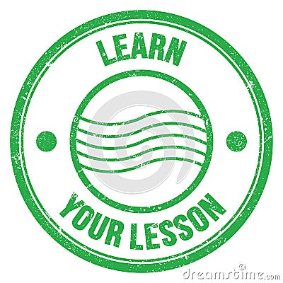 LEARN YOUR LESSON text on green round postal stamp sign Stock Photo