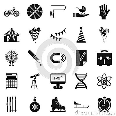 Learner icons set, simple style Vector Illustration