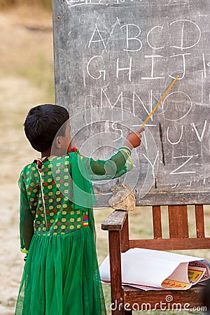 Learning alphabets, child education Editorial Stock Photo