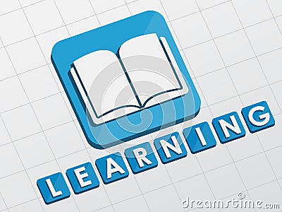 Learning and book sign, flat design blocks Stock Photo