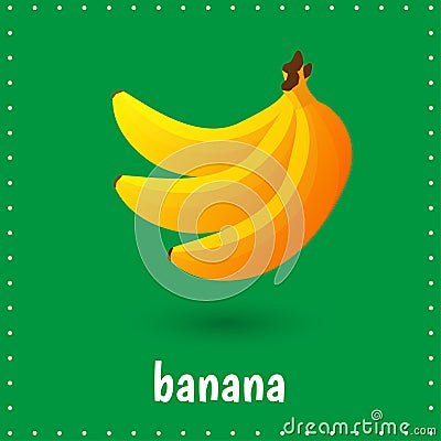 Learning cards for kids education. Banan. Fruit. Educational worksheets for kids. Preschool activity Vector Illustration